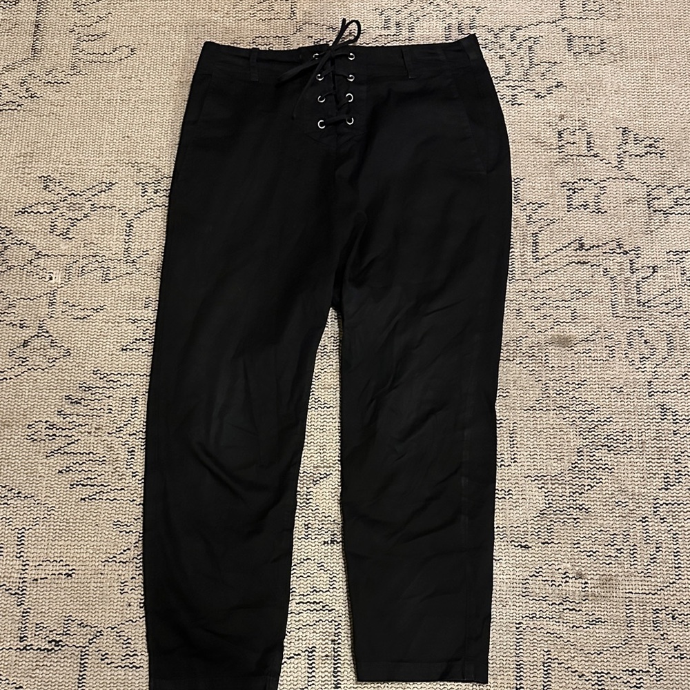Nili Lotan Women’s 6  Black Lace-Up Front Pants